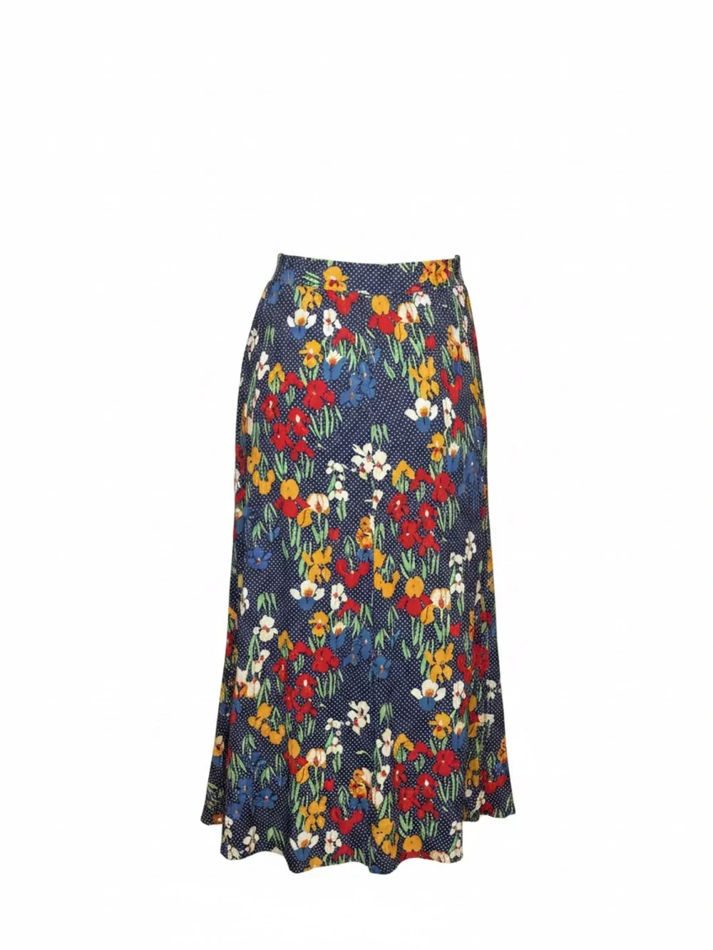 Tory Burch Navy Floral Polka Dot Midi Skirt Medium
